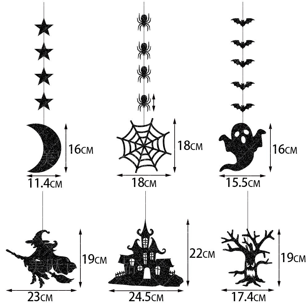 Halloween Garland Decorations 6-Pack Paper Pendant Banners for Festive Parties