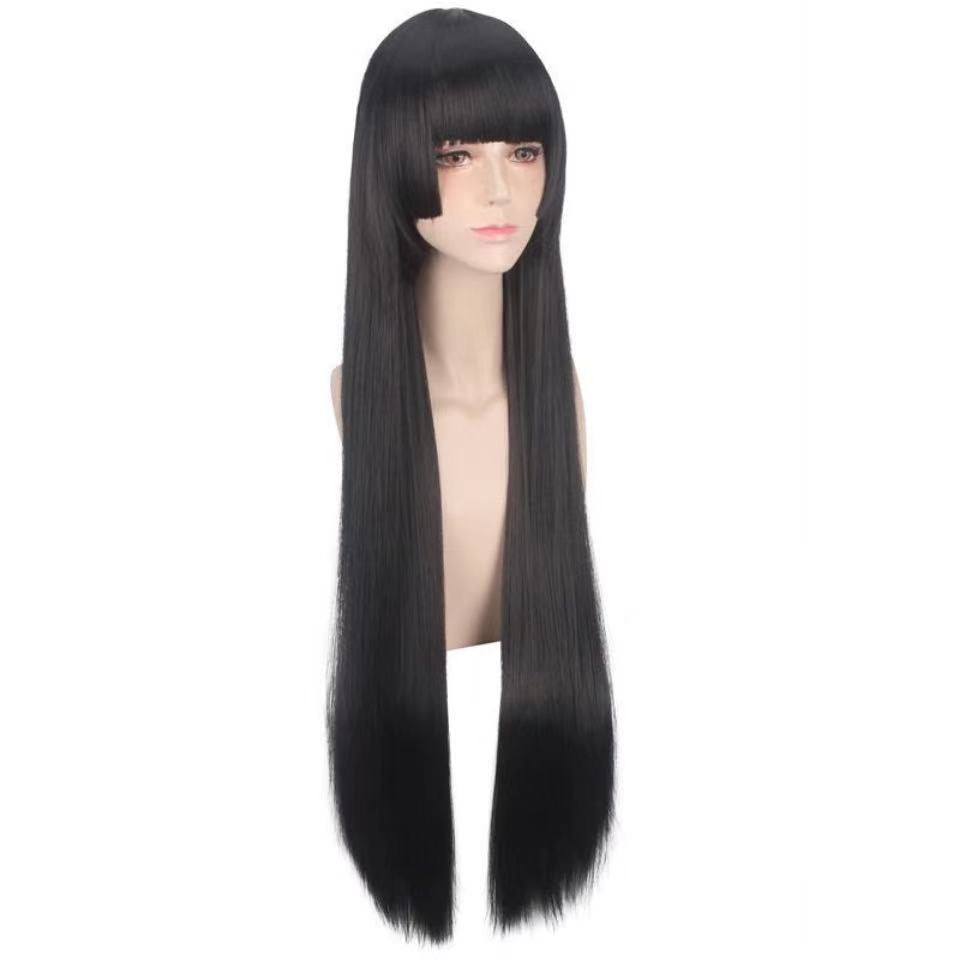 Natural Black Full-Head Wig for Women - 70cm High-Temperature Fiber
