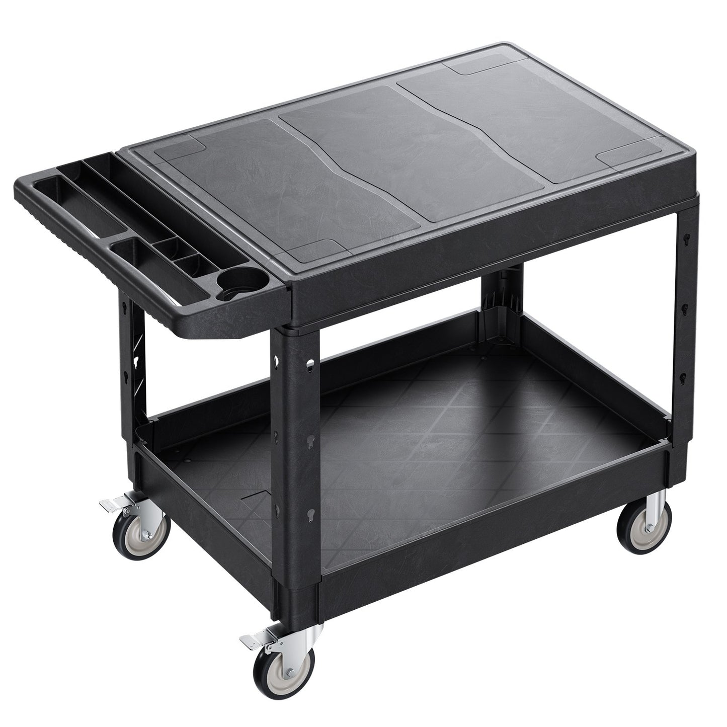 Heavy Duty Utility Cart with 2 Shelves - 550 Lb Capacity, Mobile Service Cart