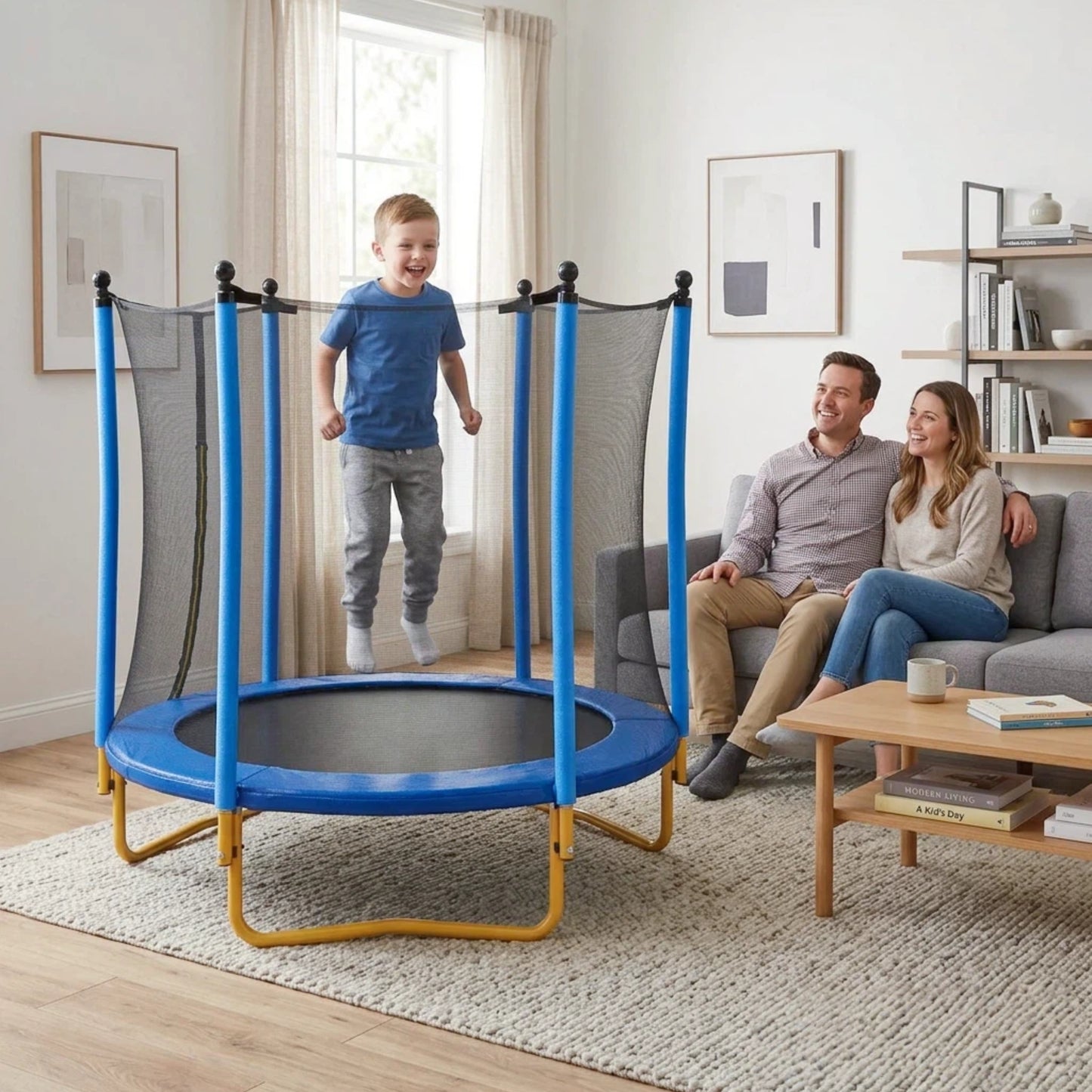 5.5 FT Kids Trampoline With Safety Net, Indoor Outdoor Toddler