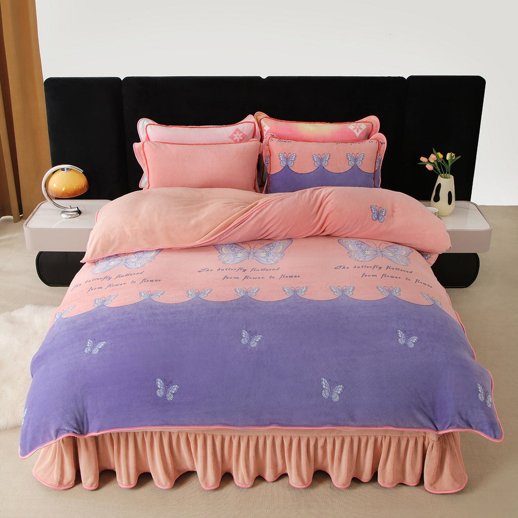 Milk Fiber Bedding Set - Four-Piece Modern Bedroom Linen