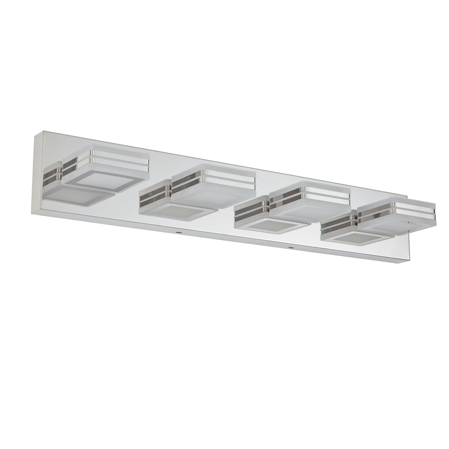 Modern Chrome 4-Light LED Vanity Light with Square Acrylic Shades
