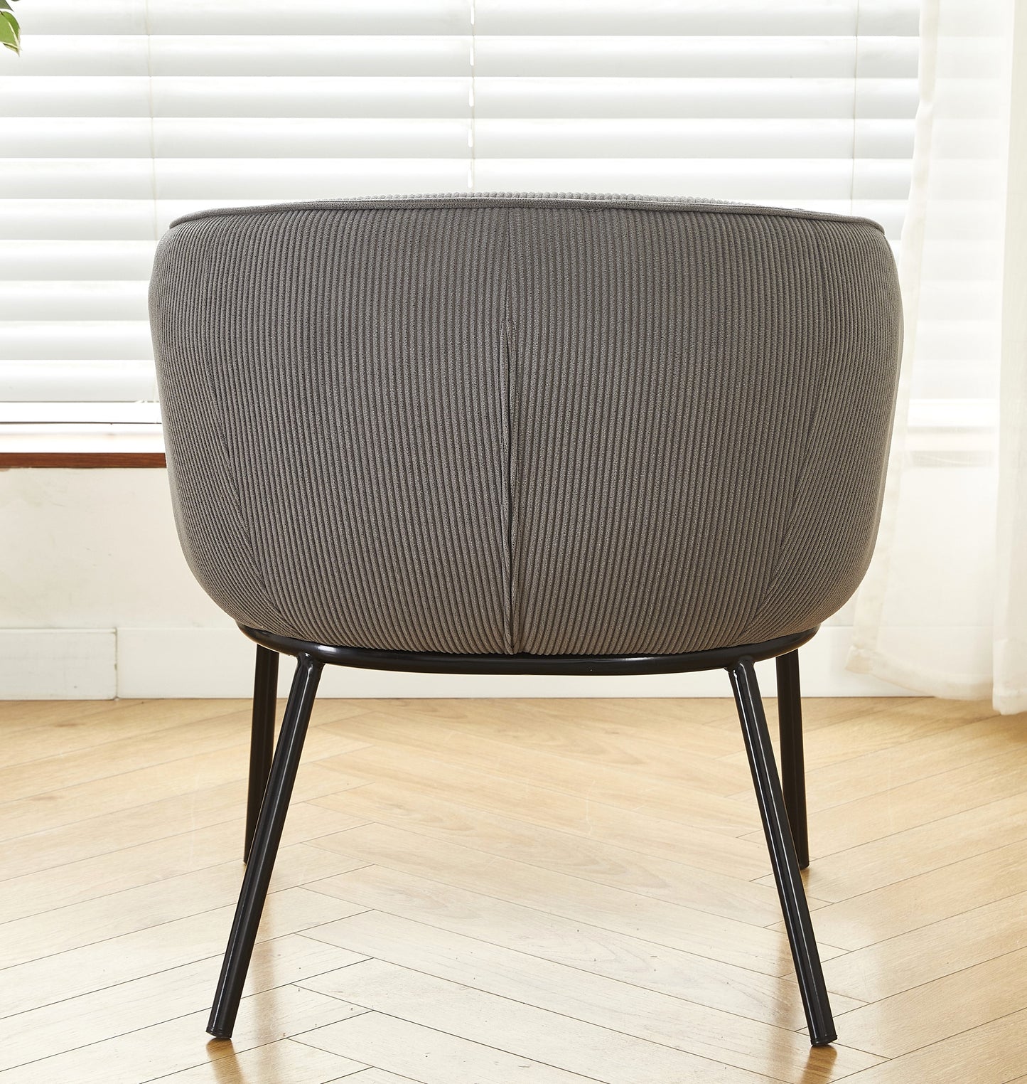Modern Corduroy Accent Chair, Upholstered Armchair With Metal Legs,