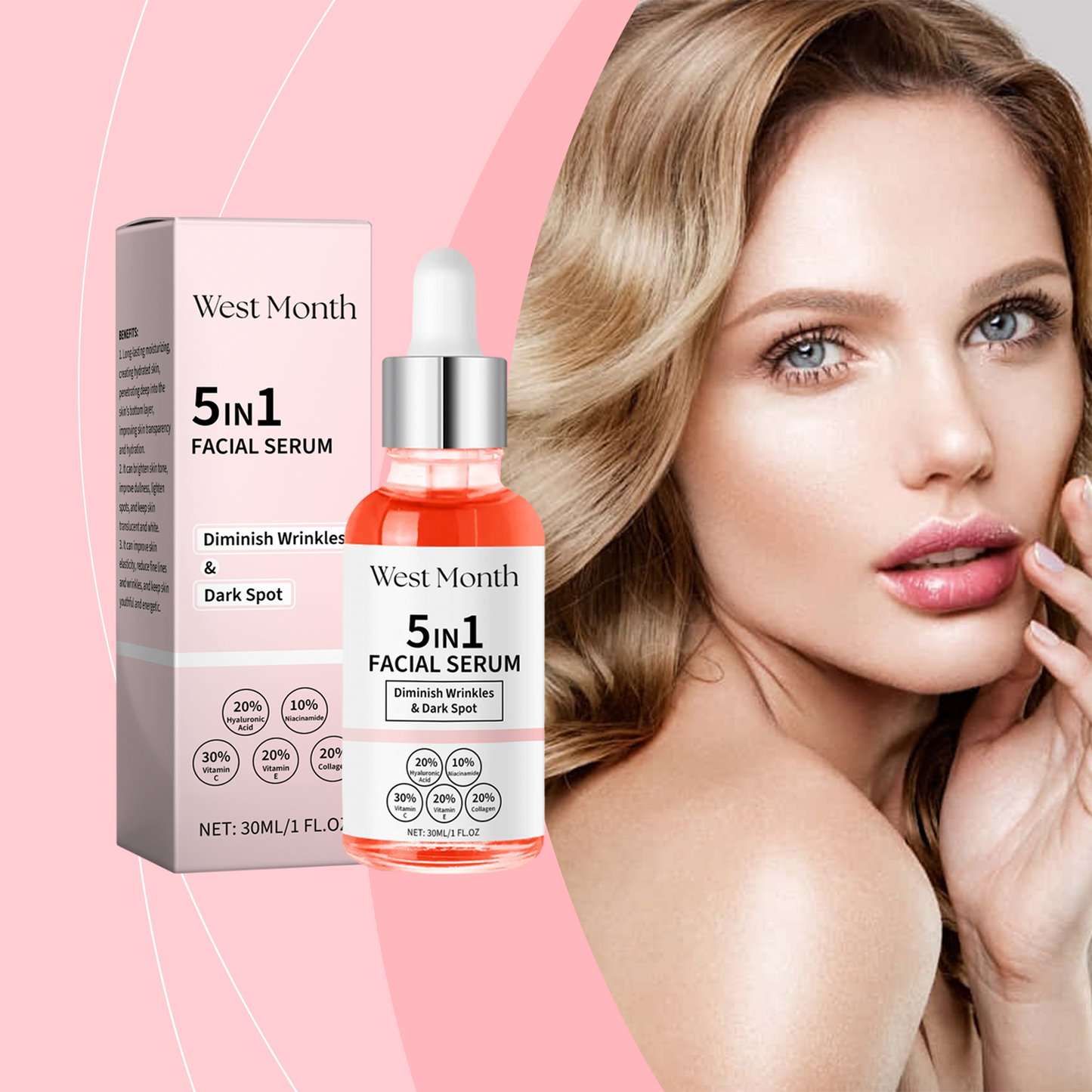 Vitamin C & Niacinamide Brightening Facial Serum - Anti-Aging Skin Repair