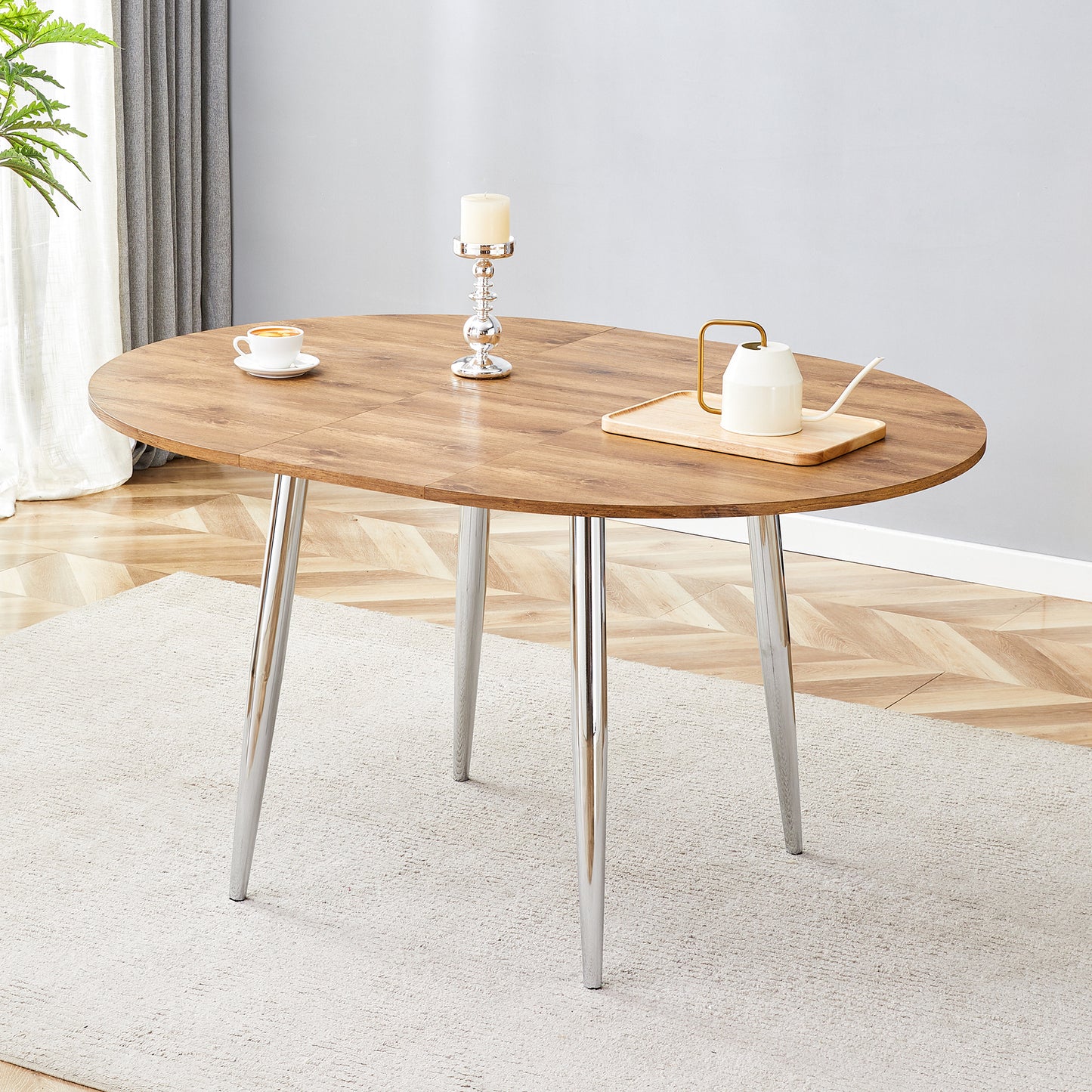 With A Clever Retractable Mechanism, The Wood Grain MDF Table Top And