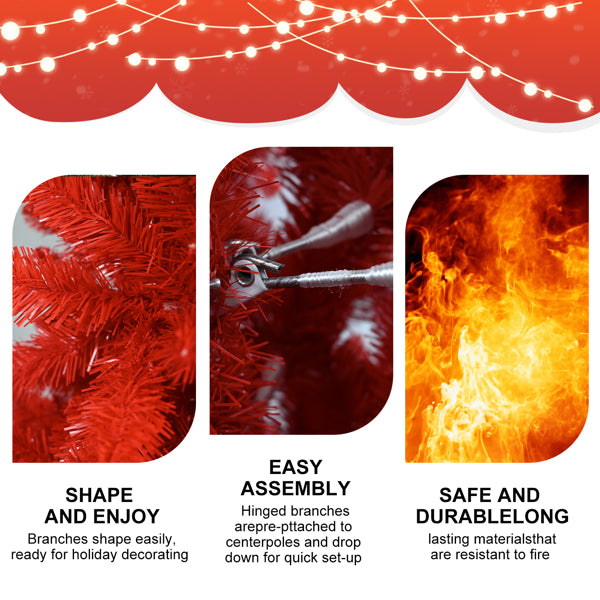 5FT Red Christmas Tree – Pure Red PVC with Metal Stand