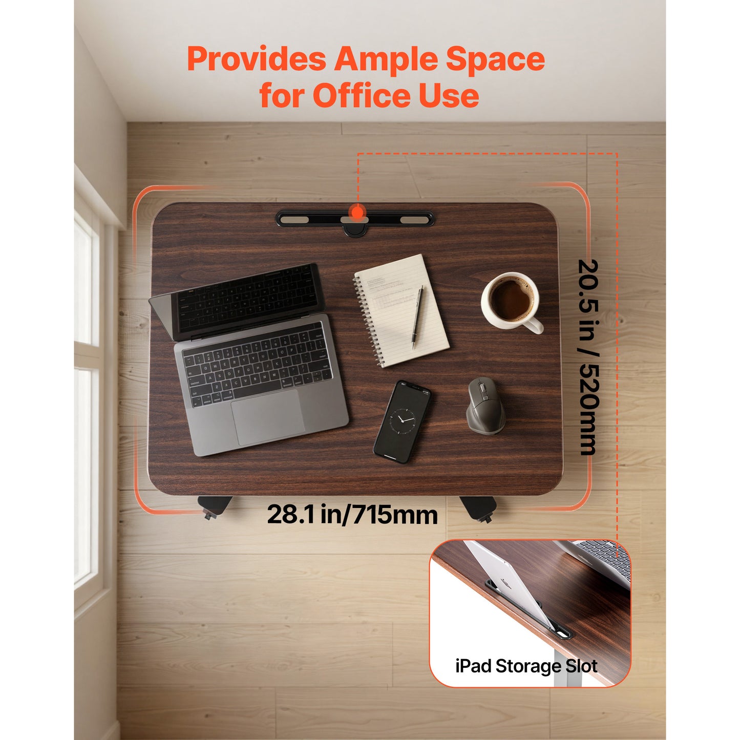 Adjustable Standing Desk with Casters - Mobile Sit-Stand Workstation, Foot Pedal Lift, 28x20.5 Inches, 33 Lbs Capacity