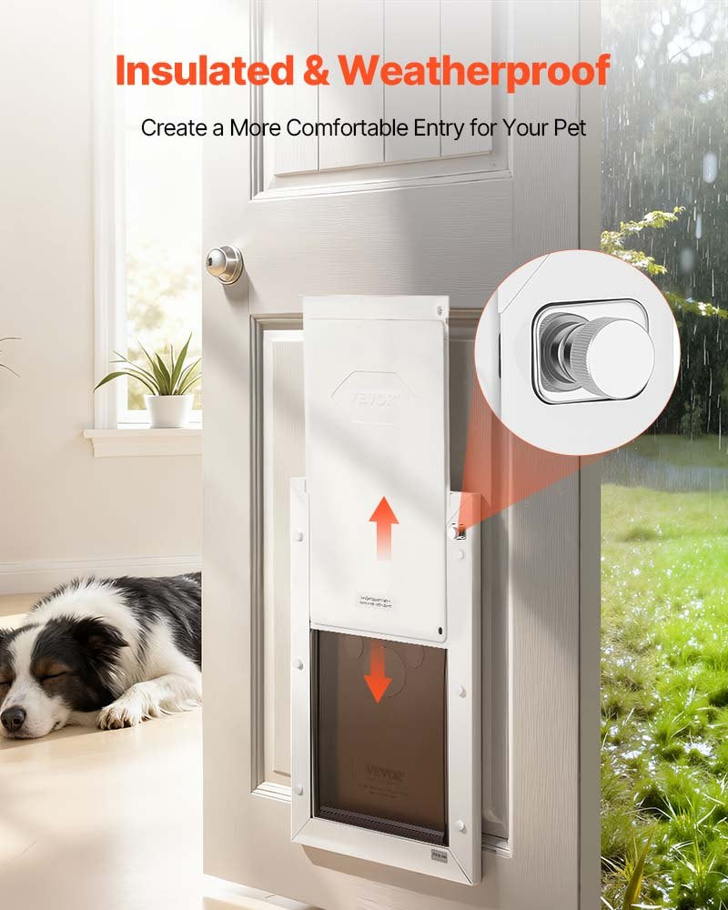 Large Pet Door with Double Magnetic Flaps Metal Frame Weatherproof Dog Door for Indoor & Outdoor Use