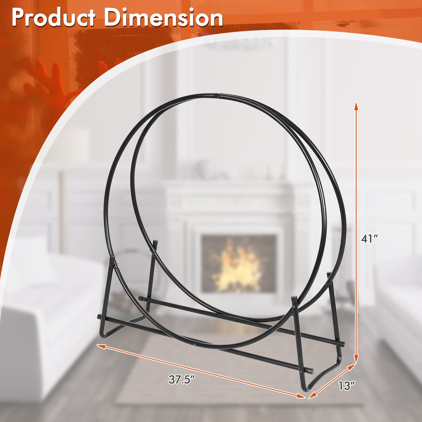 40-Inch Tubular Steel Firewood Storage Rack - Heavy-Duty Design