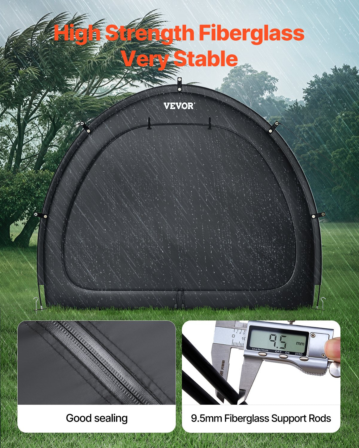 Outdoor Bike Storage Tent Waterproof Fan-Shaped Shed for 1-2 Bikes