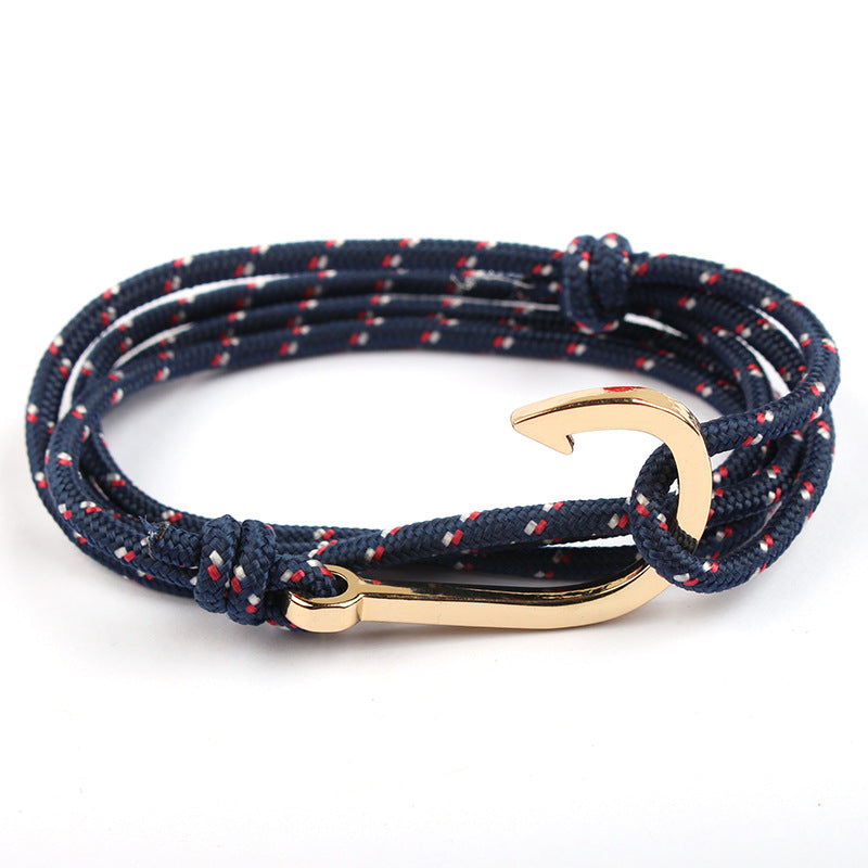 Adjustable Paracord Anchor Bracelet for Women and Men with Charm