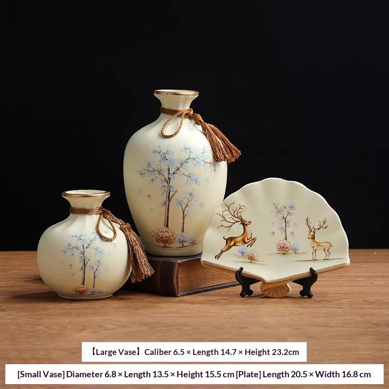 European-Style Ceramic Vase Decor Set - Modern Minimalist Home Accent