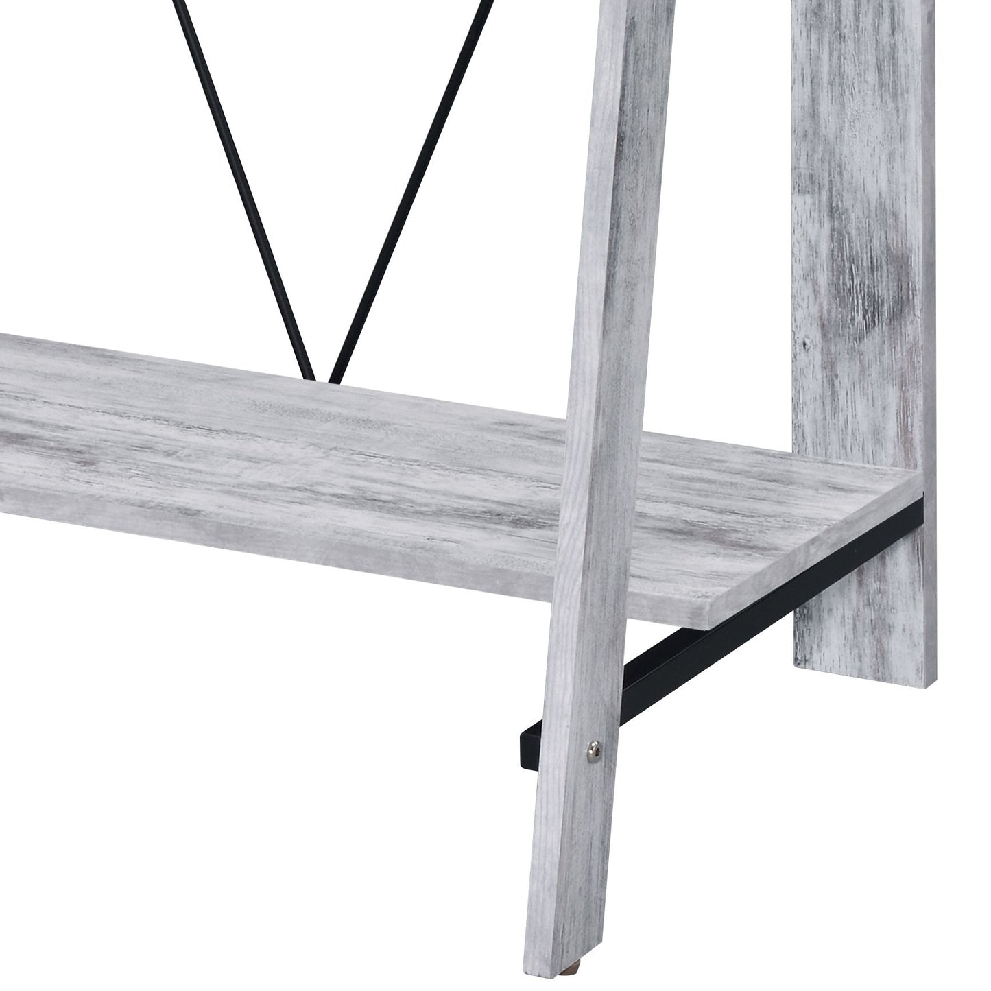 Antique White & Black Finish Writing Desk with USB Ports