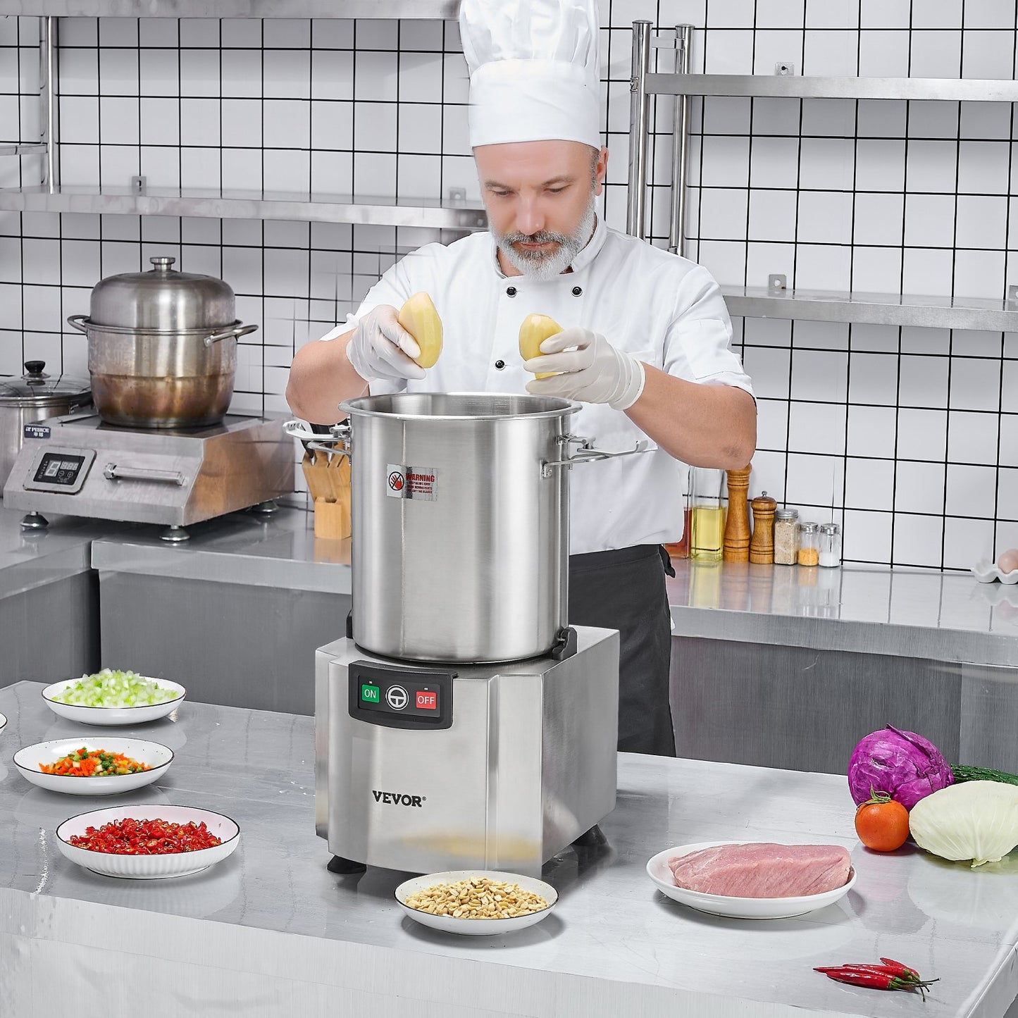 Commercial Food Processor 19 Quart Stainless Steel Vegetable Chopper with 1500W Motor