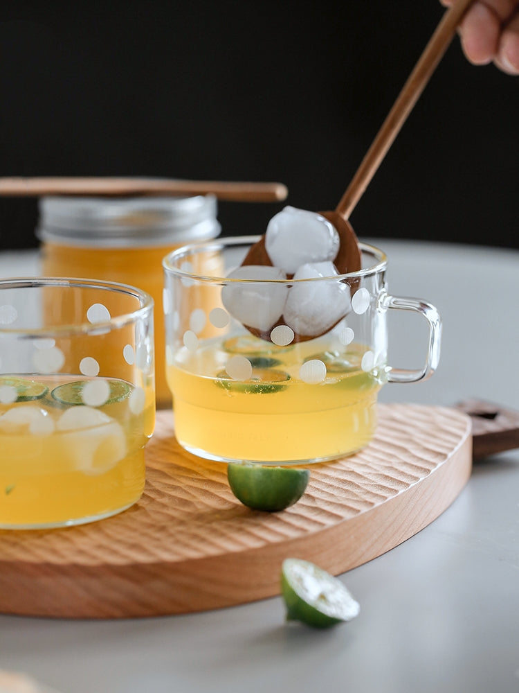 High Temperature Resistant Glass Cup - Clear Drinkware with Dot & Cross Patterns