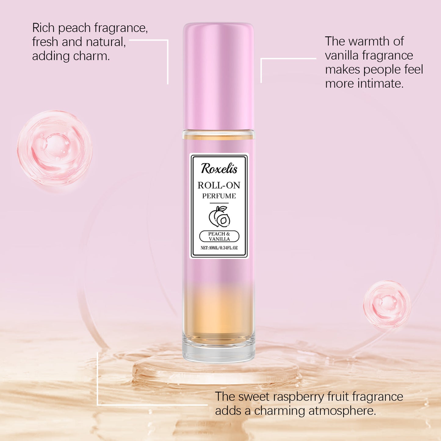 Peach Vanilla Roll-On Perfume - 10ml Long-Lasting Fragrance for Women