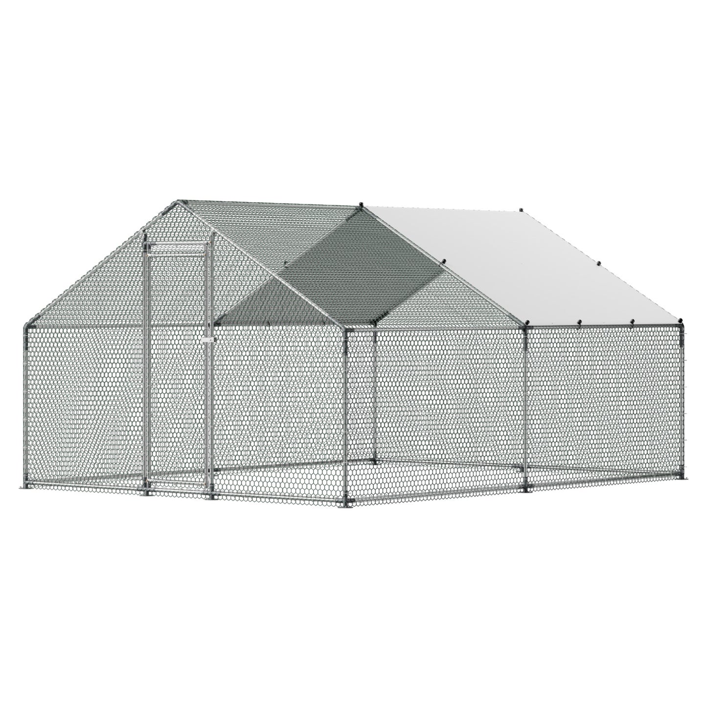 Large Metal Chicken Coop with Waterproof Cover & Lock - Backyard Poultry Enclosure
