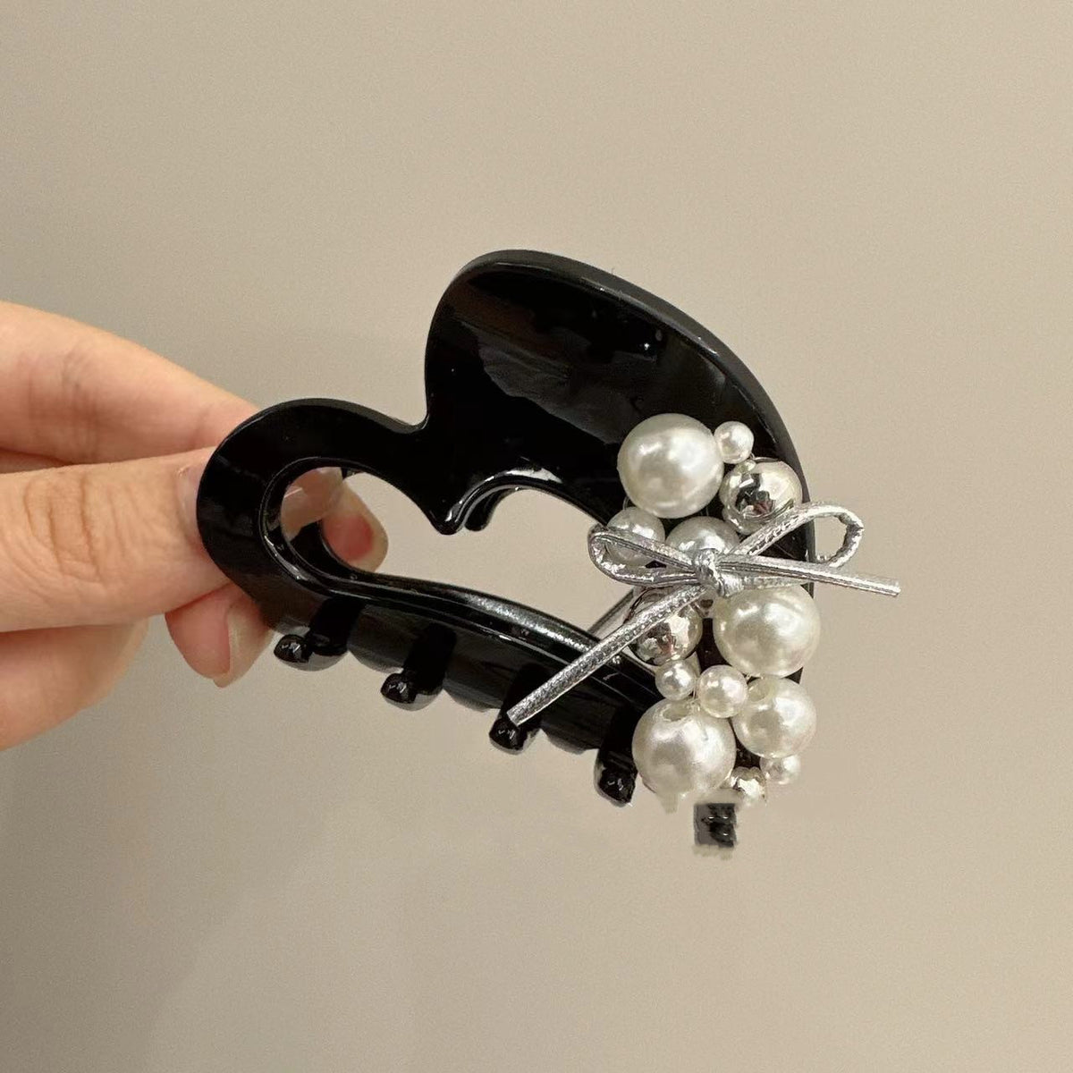 Handmade Hair Barrette with Heart Grip Niche Design for Women
