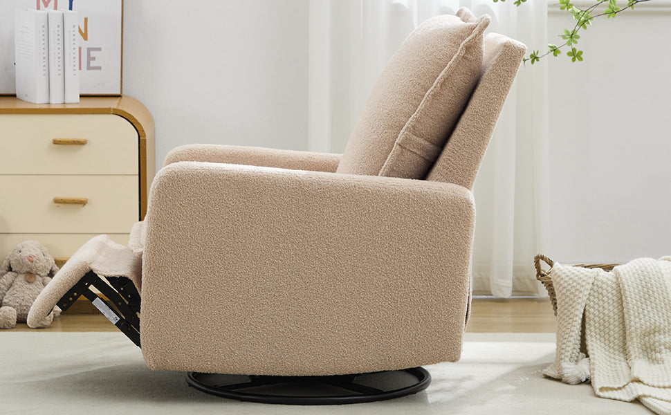 Swivel Rocker Recliner Chair - Teddy Fleece Oatmeal