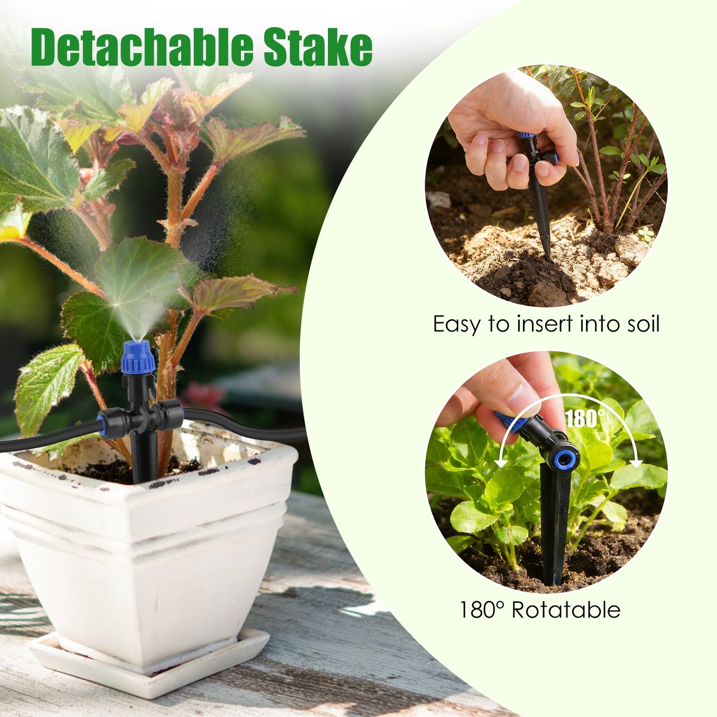 75FT Garden Drip Irrigation System with Adjustable Misting Nozzles and Quick Connect