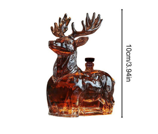 Decorative Glass Whiskey Bottle with Elephant and Deer Variants