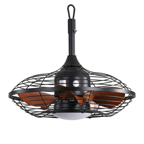 20 Inch Outdoor Ceiling Fan with LED 18W 3CCT Reversible DC Motor Black