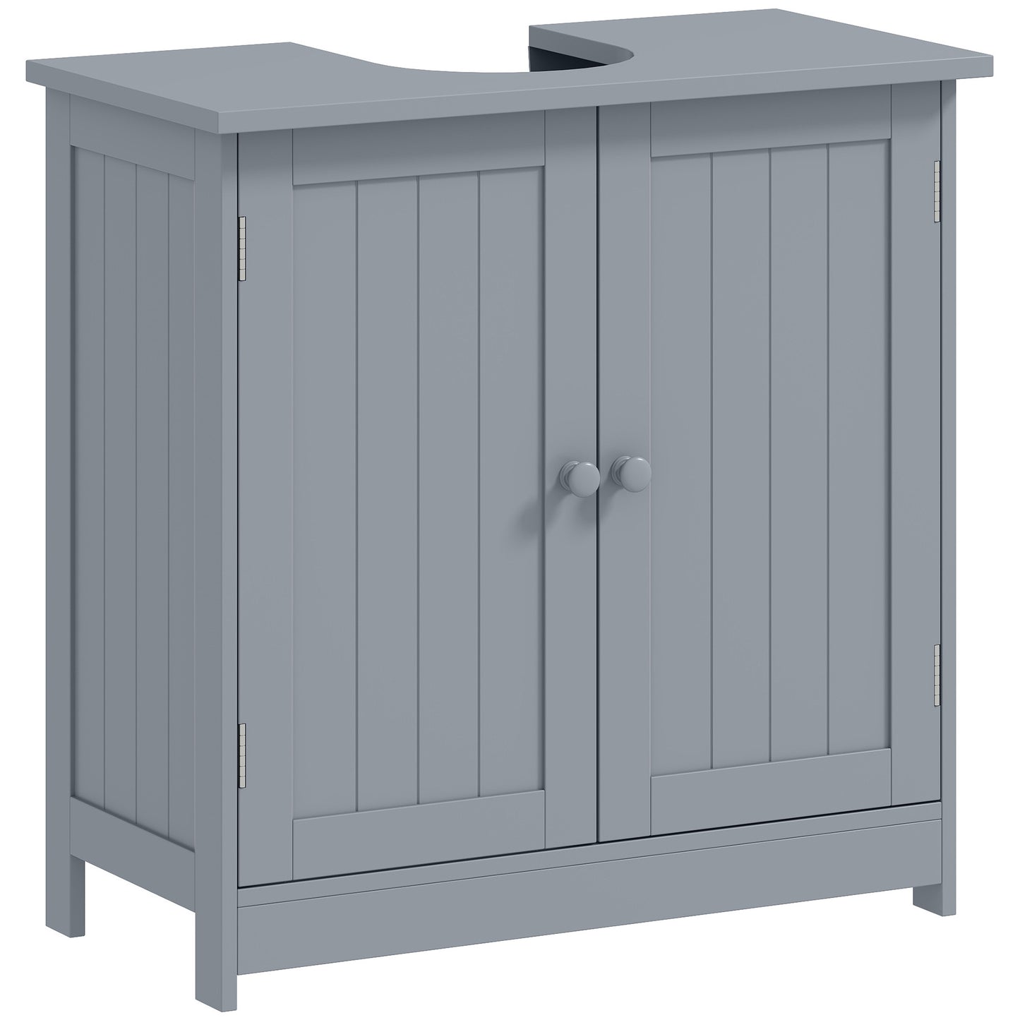 Under Sink Bathroom Cabinet - Gray Pedestal Storage with 2 Doors