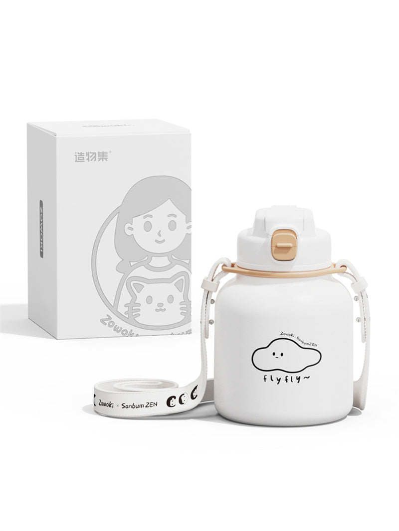 Large Capacity Cute Belly Cup - Food Grade PP and Stainless Steel Drinkware