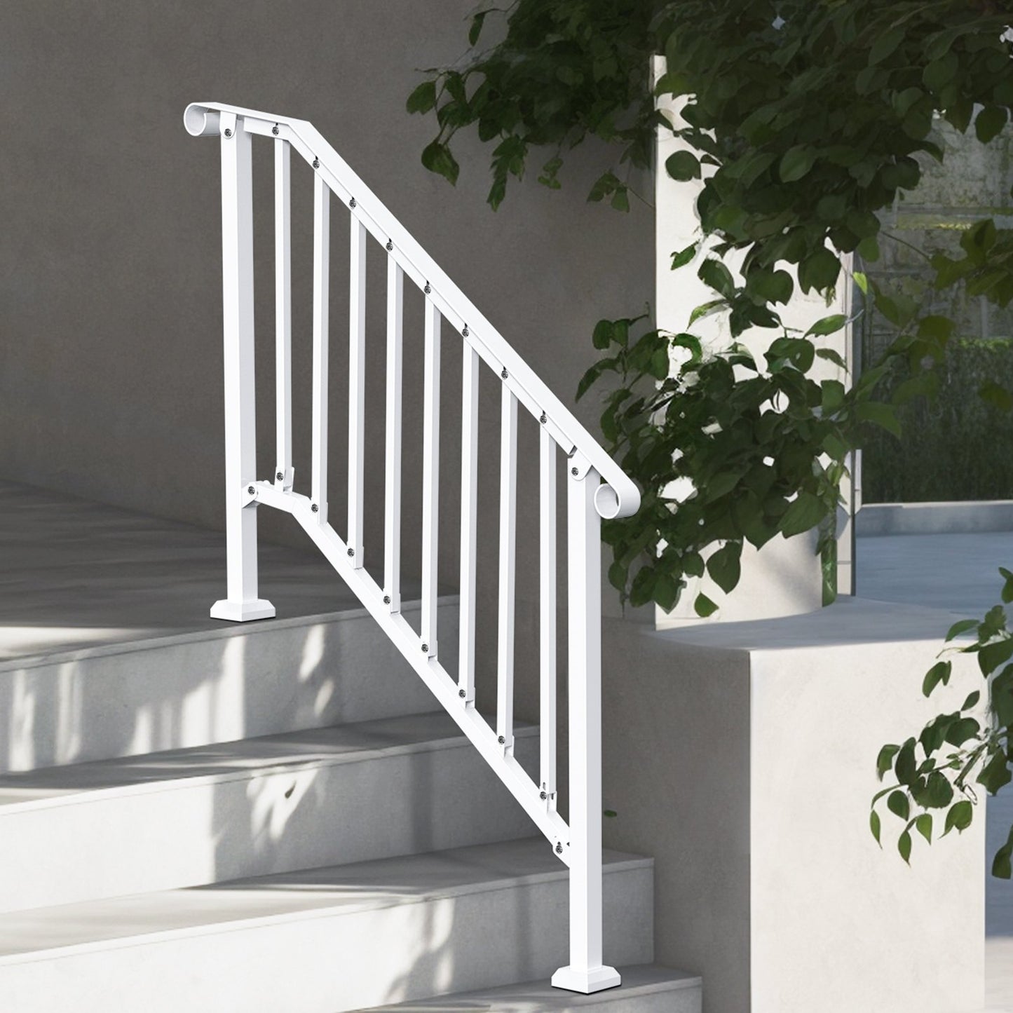 Outdoor Handrail for Porch and Deck Safety - White, 3-4 Step