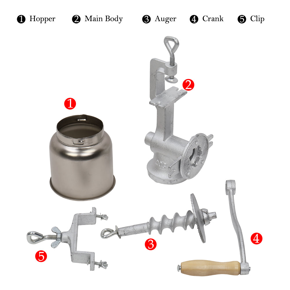 Silver Stainless Steel Hand Grain Grinder for Home Use - Adjustable & Durable