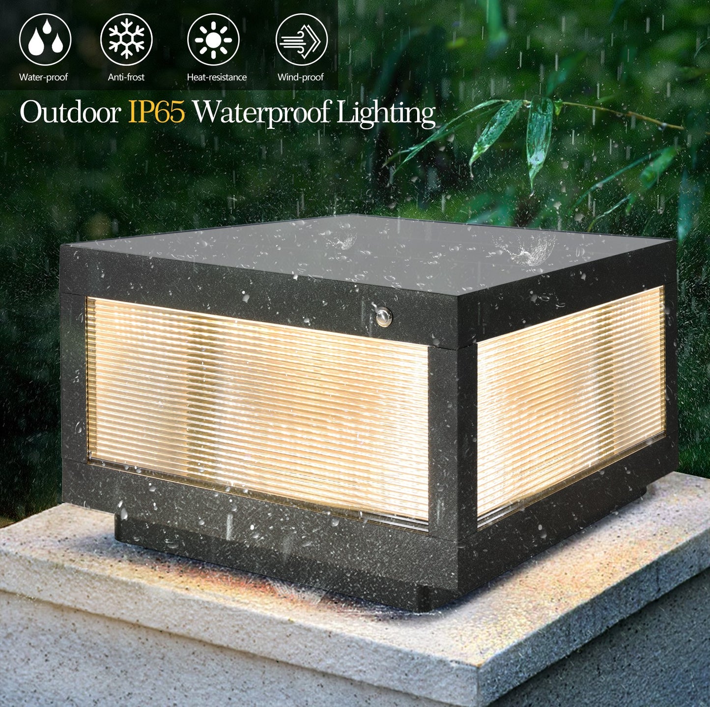 Solar Powered LED Post Cap Light - Modern Outdoor Fence Light
