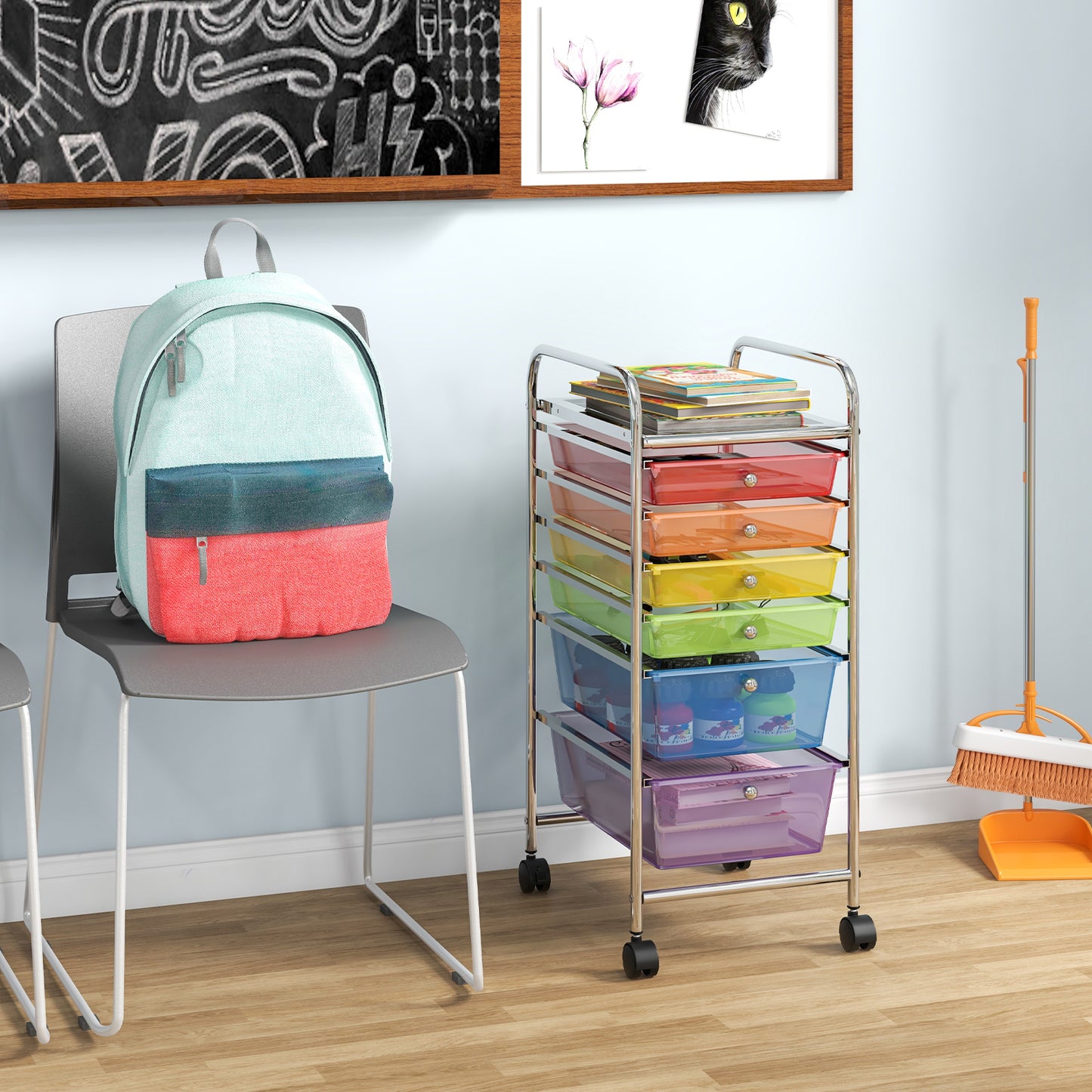 6-Drawer Rolling Storage Cart Organizer - Transparent Multicolor