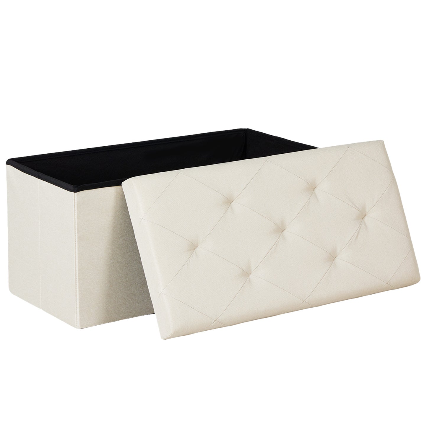 43-Inch Foldable Storage Bench - Beige PVC, 660 lbs Capacity