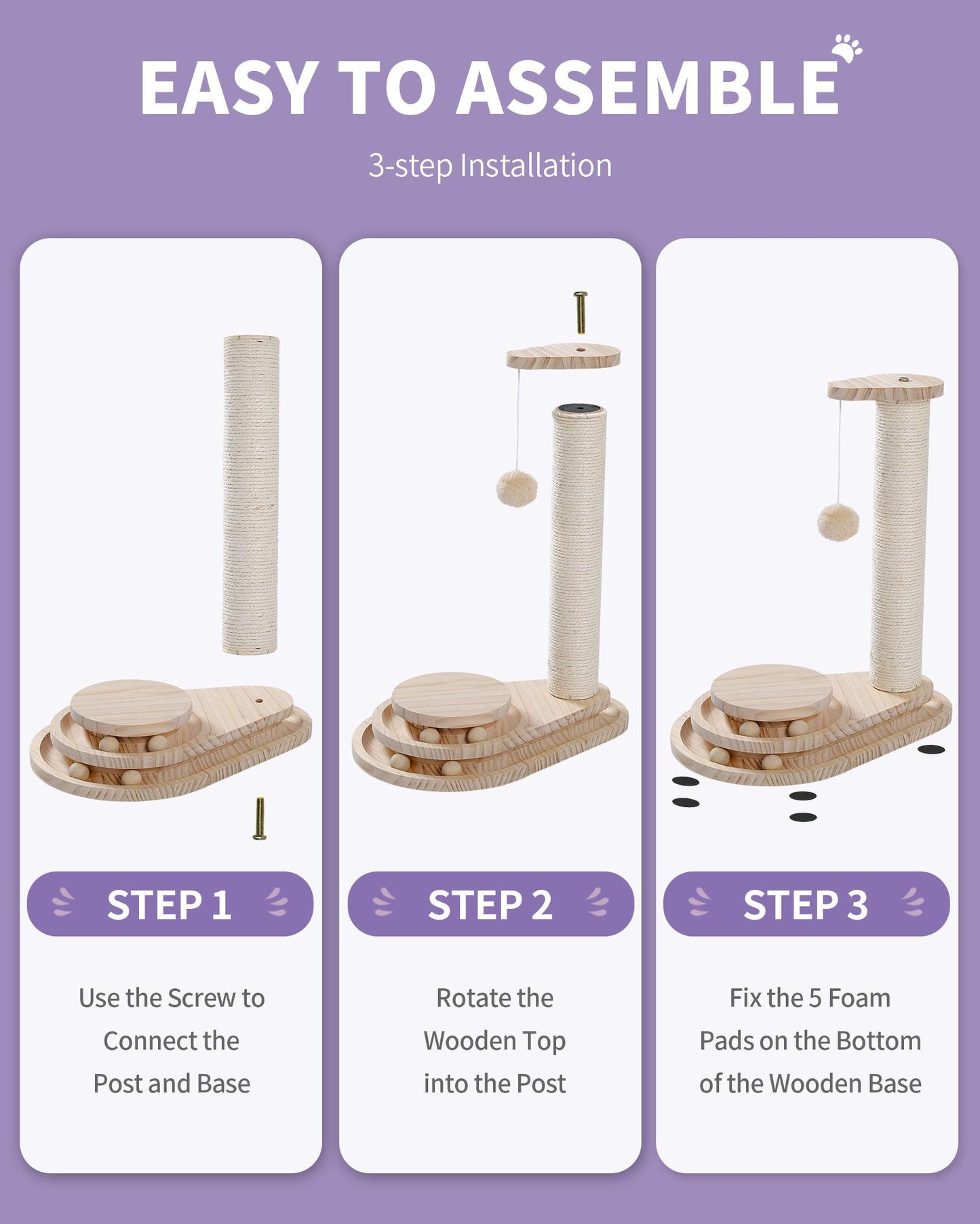 Indoor Cat Scratching Post and Interactive Toy Track Set - Small Cats