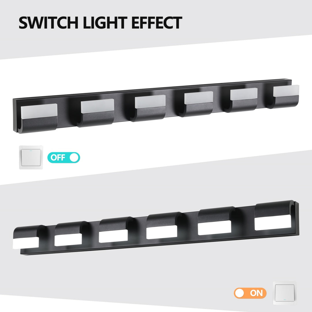 6-Light Modern LED Bathroom Vanity Light Fixture - Black
