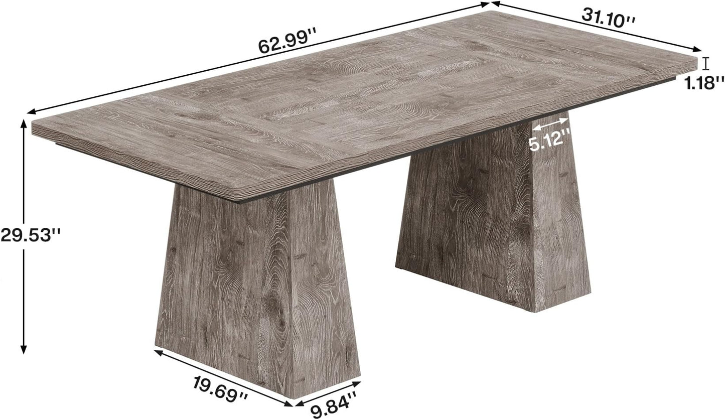 Modern Executive Office Desk - Gray 63" Computer Workstation
