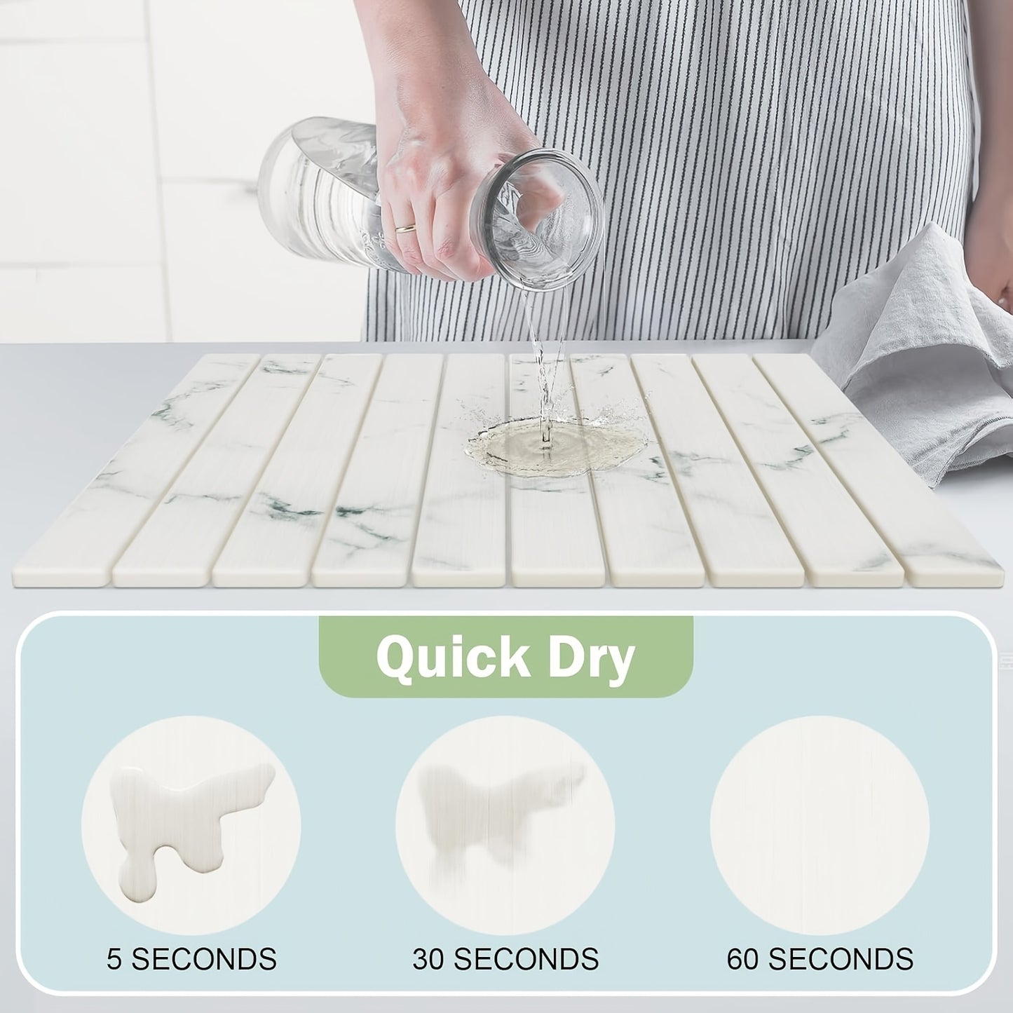 Large Stone Plate Kitchen Countertop Drying Pad, Bath Towel