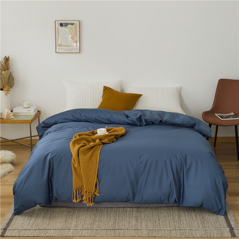 Solid Color Cotton Bed Sheet Set - Four-Piece Dormitory Bedding