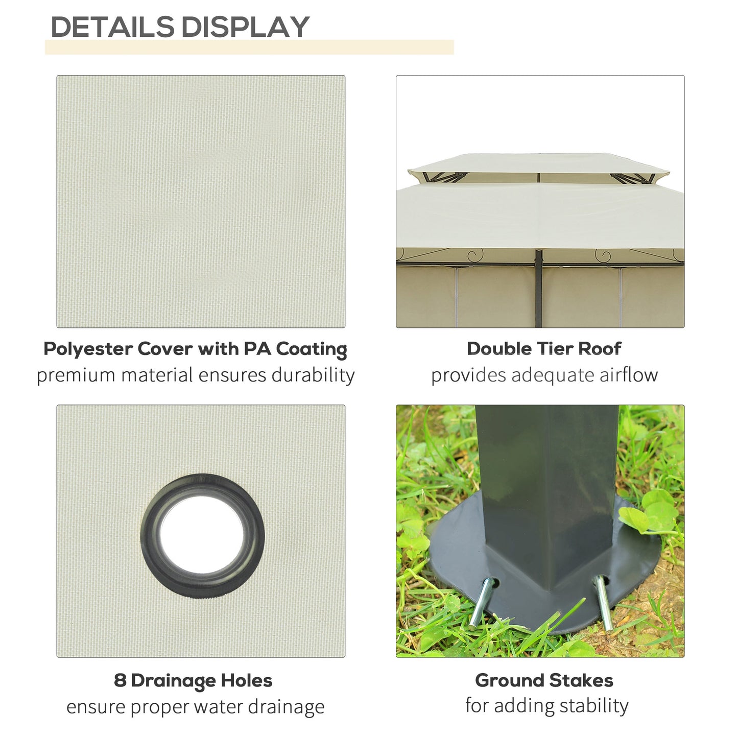 10x13 Outdoor Gazebo Canopy Shelter with Curtains - Cream White