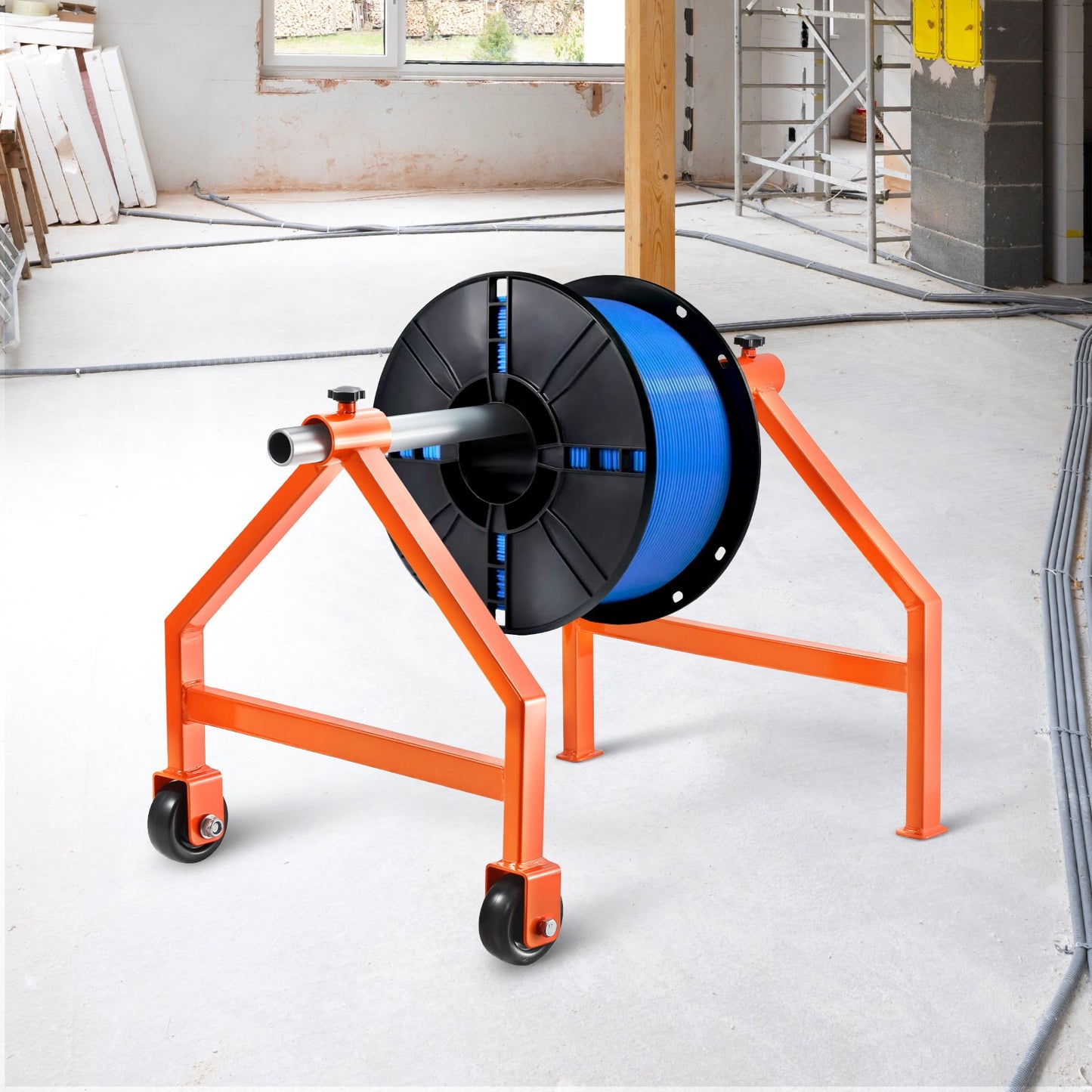 Wire Spool Rack Holder for Up to 29.9-Inch Diameter Cables with Wheels - Heavy Duty Cable Caddy