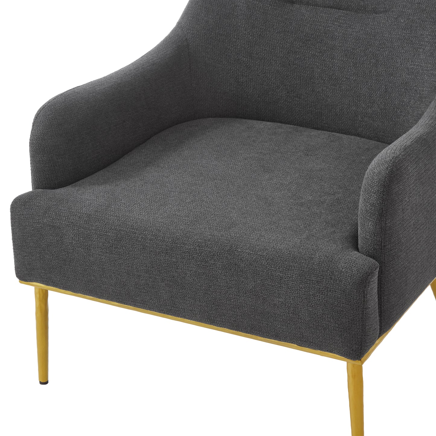 Modern Accent Chair with Curved Backrest and Gold Legs - Dark Gray