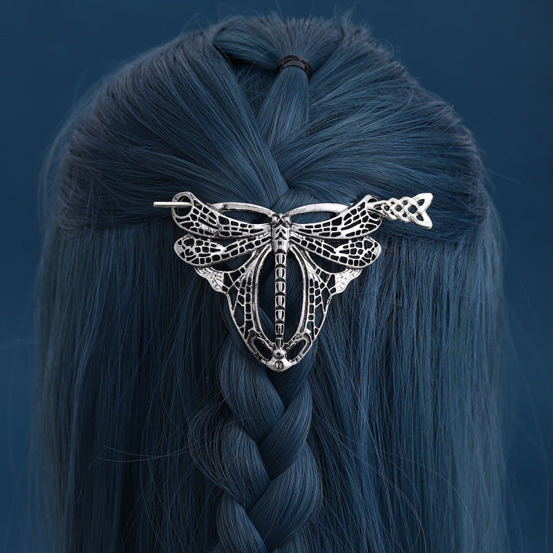 Retro Dragonfly Hairpin - Silver Alloy Hair Stick
