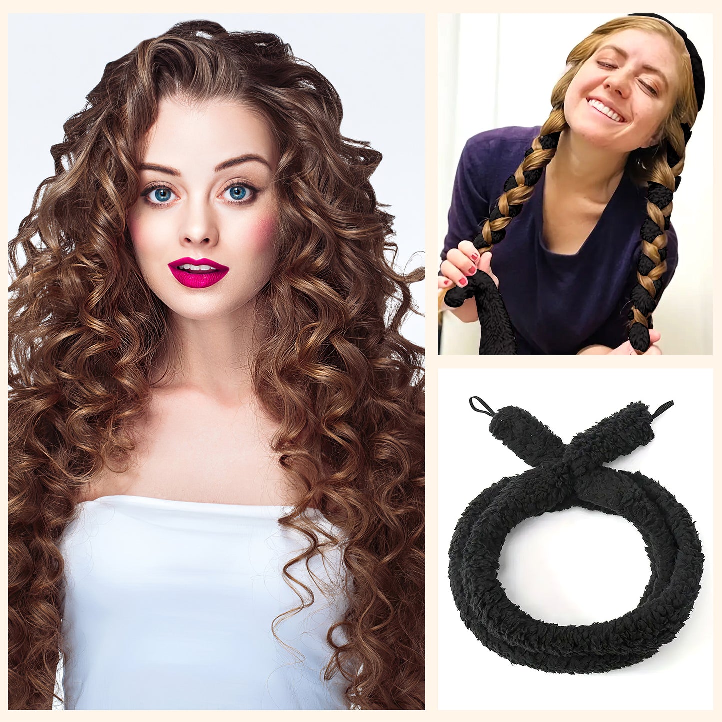 Satin Heatless Hair Curler Set - Overnight Frizz-Free Curling Rod