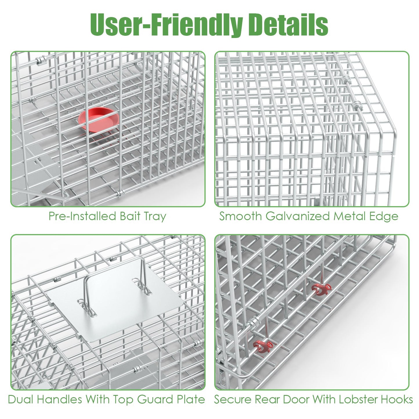 Humane Cat Trap Cage for Raccoons, Beavers & Groundhogs - Collapsible