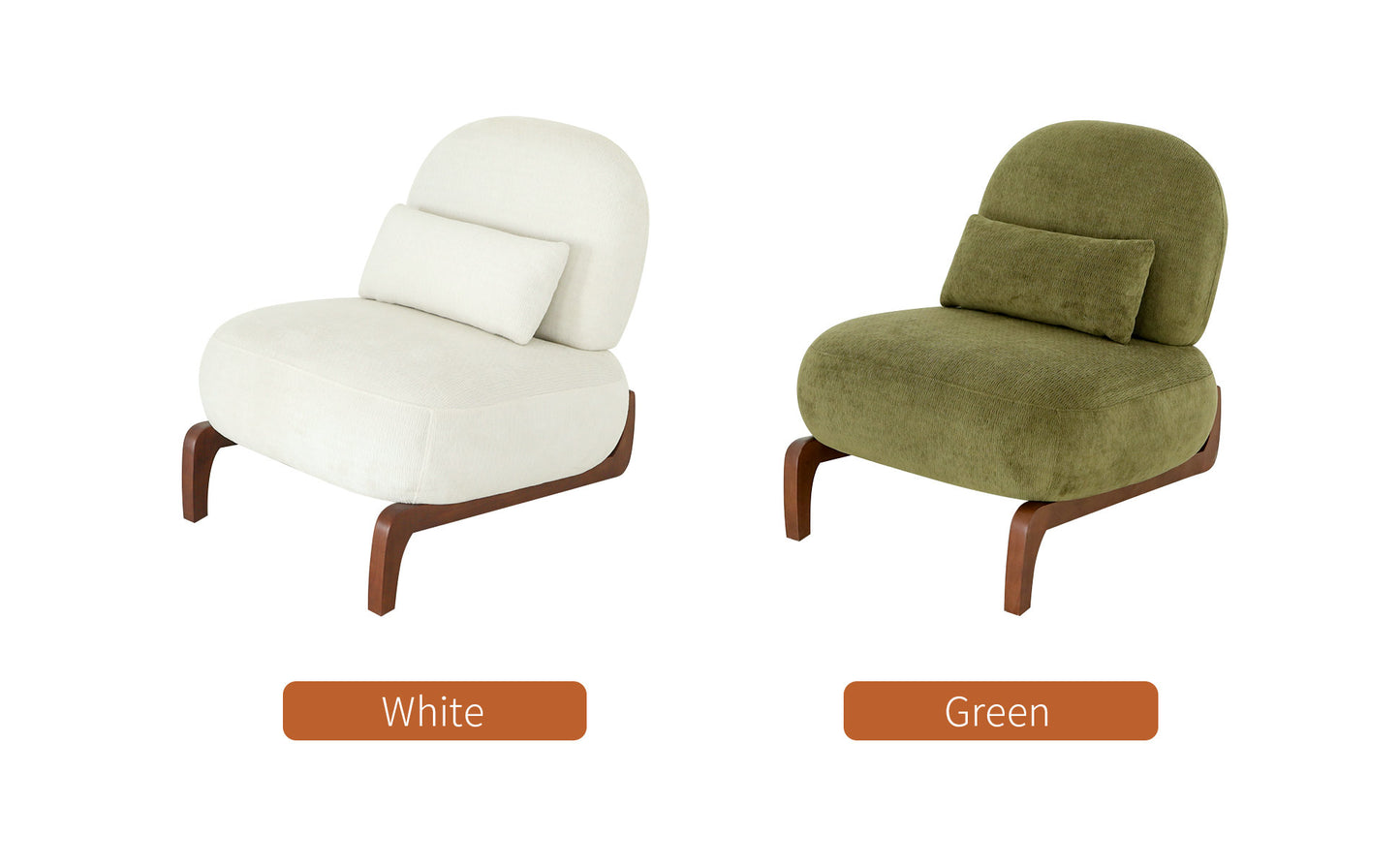 Cozy White Accent Chair with Solid Wood Legs - Set of 2