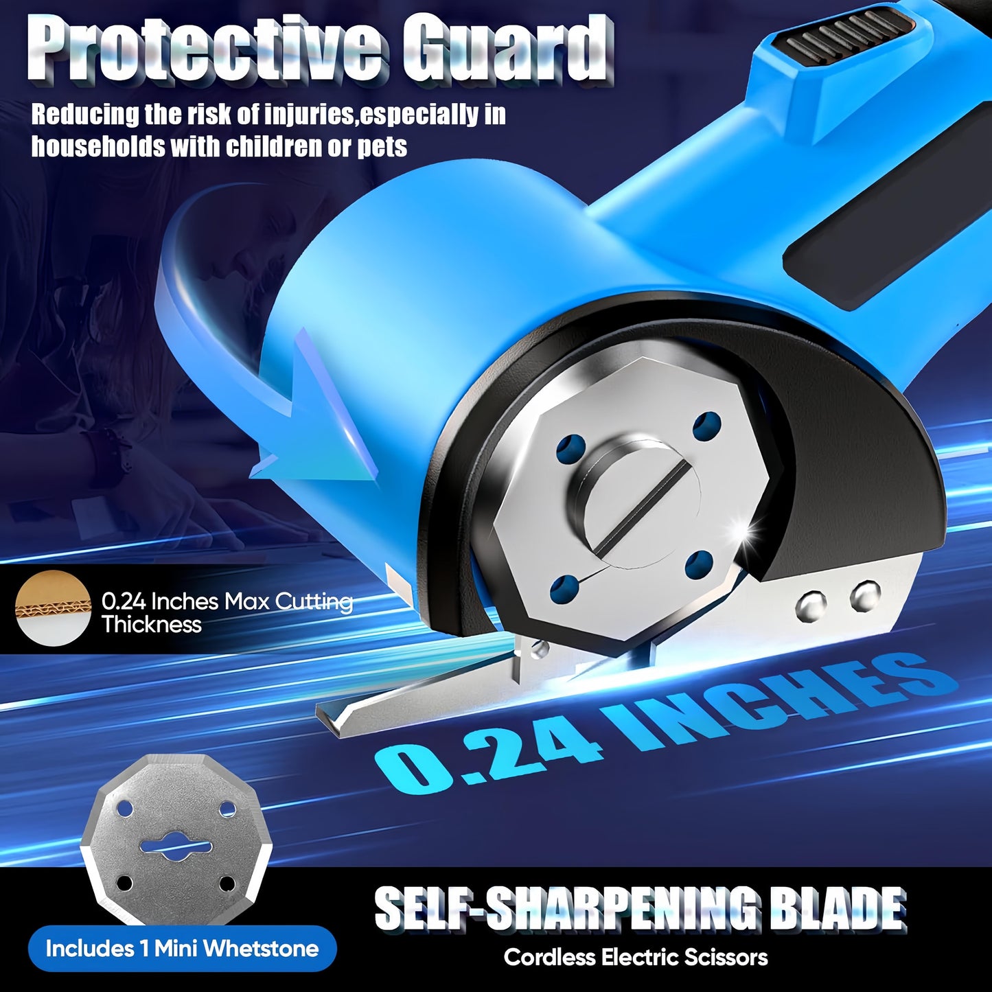 Cordless Electric Fabric & Material Scissors with Safety Lock, USB Rechargeable