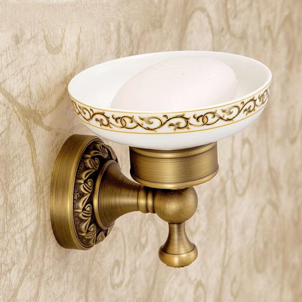 Copper Wall-Mounted Bathroom Shelves with Carved Design - Multiple Sizes
