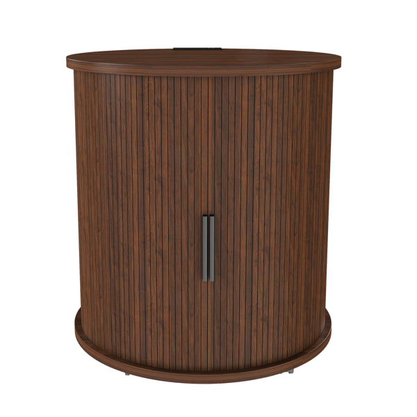 Mid Century Modern Cylinder End Tables with Charging Station - Set of 2