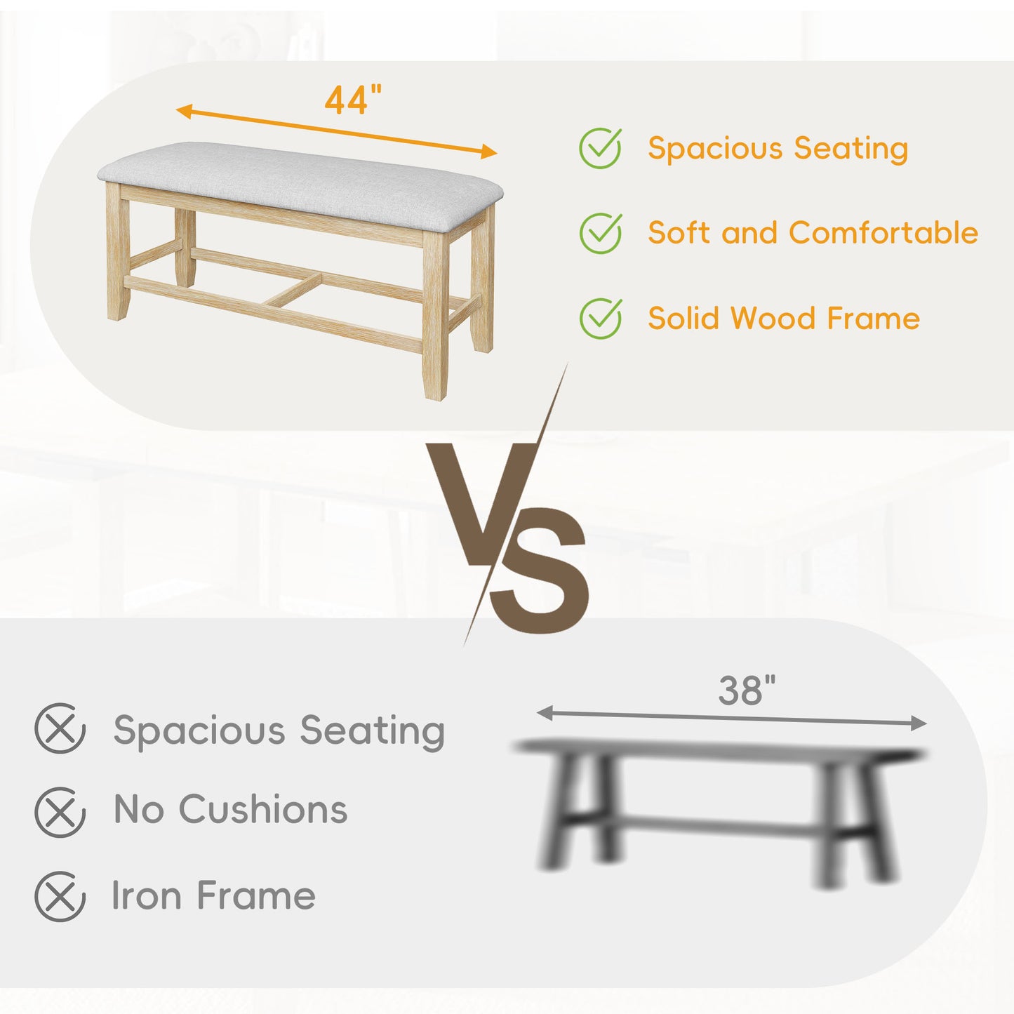 76-Inch 6-Piece Extendable Dining Table Set with Chairs & Bench - Light Gray