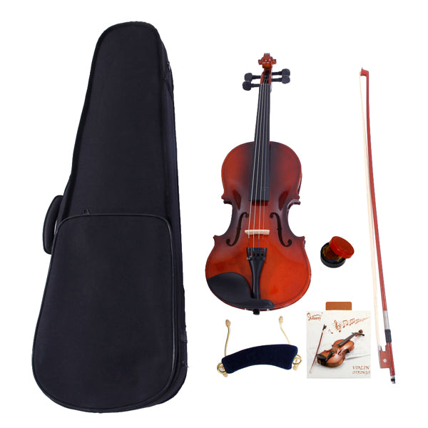 Natural Solid Wood Violin Set with Case, Bow & Rosin